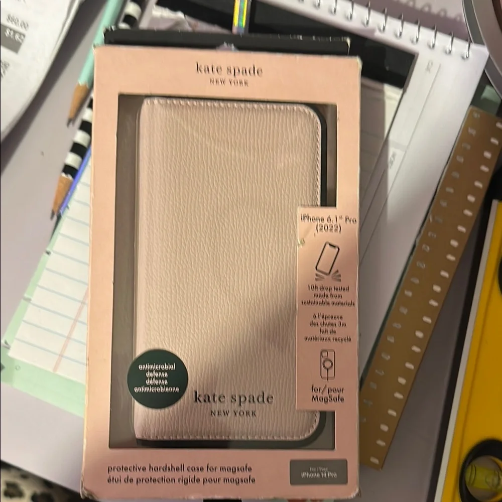 kate spade Cream and Pink Tablet Case with Book-Style Design